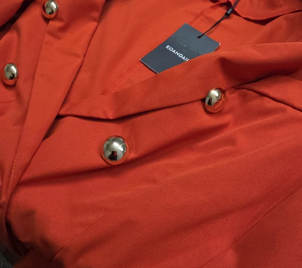 Tailored Double-Breasted Orange Blazer with Gold Buttons